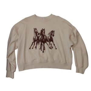 Joe Fresh Cream Sweatshirt with Horse Design